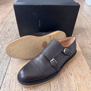 Dries Van Noten Dark Brown Leather Monk Strap Shoes Crepe Soles Mens Size 43 1/2